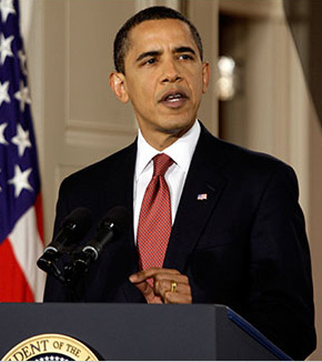 Pictuer of President Obama at a press conference